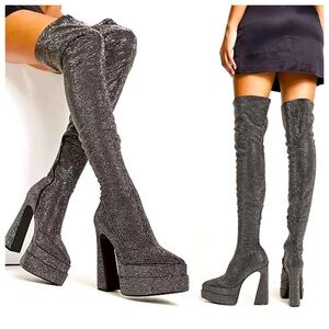 Steve Madden Silver Over the Knee Boots